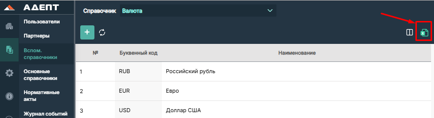 Выгрузка справочников