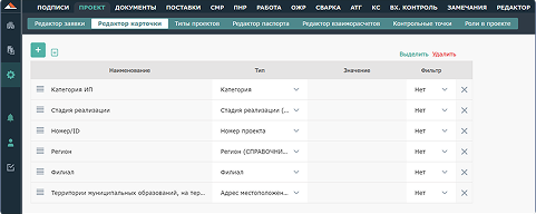 Карточка проекта